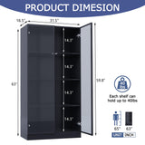 ZORPLIX Display Cabinet with LED Lights, Glass Display Case Cabinet with 4-Tier Shelves, Curio Cabinet with 2 Glass Doors, Storage Cabinet for Collectibles, Living Room ZORPLIX