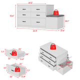 TAMUNE Armoire Bedroom Wardrobe Closet Island with 12 Drawers & Flip Door, Walk in Closet Island with Storage Bench, Islands Dresser for Bedroom Cloakroom White (61.9”W x 27.6”D x 32.6”H) TAMUNE