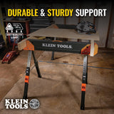 Klein Tools 66188 Folding Saw Horse, 2x4 Support Arms, 26-Inch to 32-Inch Adjustable Height, Heavy Duty Jobsite Table, 1-Pack Klein Tools