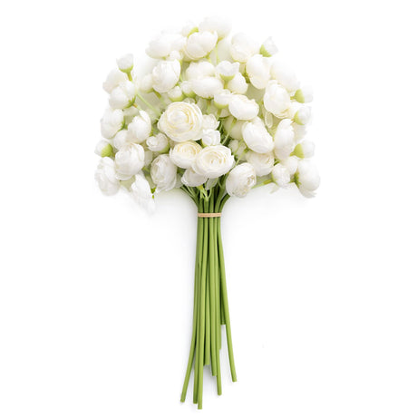 Ling's Moment Ranunculus Artificial Flower, Faux Silk Mini Ranunculus Flowers for DIY Bouquet, Bulk Fake Wedding Filler Flowers for Centerpieces Arrangements Bridal Shower Decorations, Ivory White Ling's Moment