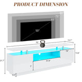 LUXOAK 70in LED TV Stand, Modern Entertainment Center with Open Storage Shelves and Drawer for TVs Up to 80", High Gloss Media for Living Room, Bedroom, Gaming Room, White LUXOAK