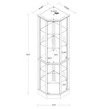 TAMUBAKS Lighted Corner Display Curio Cabinet Wooden Curved Shelving Unit with Tempered Glass Door, Bar and Liquor Storage Area with 6 Shelves - Mirror Back (Oak) TAMUBAKS