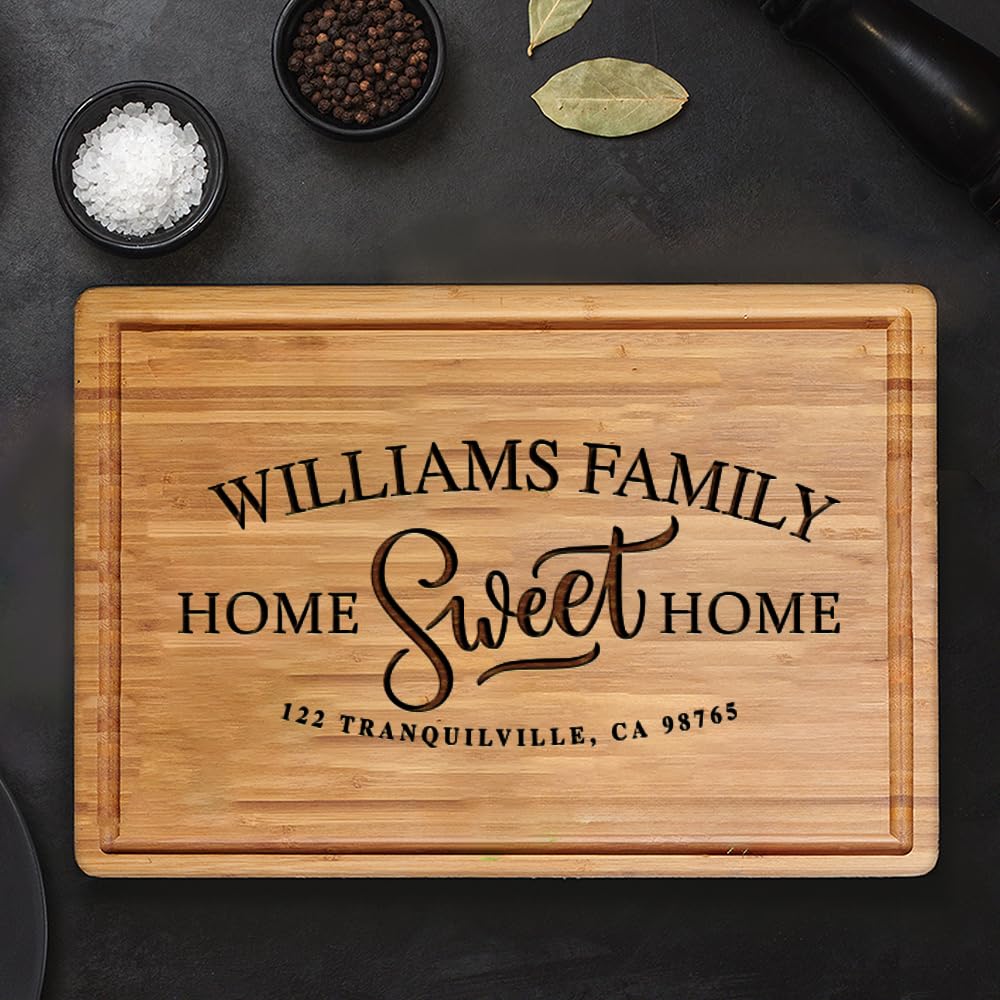 Personalized Cutting Board Housewarming Gifts, Custom Engraved New Home Gift Ideas, Realtor Closing Gifts for First Time Home Buyers, New Neighbor Home Sweet Home Gift GIFTS TO ENGRAVE
