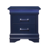 HomeRoots 482397 24 in. Two Drawer Solid Wood Lighted Nightstand Blue HomeRoots