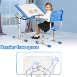 Kids Desk and Chair Set Adjustable Height Ergonomic Children's Table with Storage Drawer Kids Study Homework Desk Table for 3-15 Kids (Blue) Dkeli