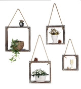 J JACKCUBE DESIGN Wall Decor Floating Hanging Square Shelves Wall Mounted Rustic Wood Cube Display Shelf Shadow Boxes Decorative Boho Home Décor for Living Room, Bedroom, Office, Set of 4 - MK571A J JACKCUBE DESIGN