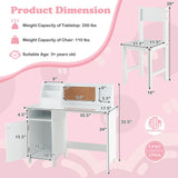 HONEY JOY Kids Desk and Chair Set, Wooden Children School Study Table and Chair w/Whiteboard, Hutch, Storage Shelves, Student Writing Desk Computer Workstation for Bedroom, 3+ Years Old (White) HONEY JOY