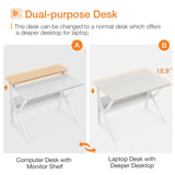 ODK Small Computer Desk, 27.5 inch Desk for Small Spaces with Storage, Compact Table with Monitor & Storage Shelves for Home Office, Modern Style Laptop Desk, Pure White ODK