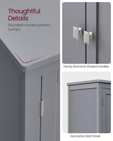 VASAGLE Bathroom Floor Storage Cabinet, Bathroom Storage Unit, Freestanding Cabinet with 4 Doors, Adjustable Shelves, 11.8 x 23.6 x 43.3 Inches, Mystic Gray UBBC552P36 VASAGLE