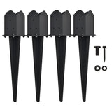 4 Pack Fence Post Anchor 4''x4'', Heavy Duty Fence Post Anchor Ground Spike 22''x4''x4'' for Fence, Mailbox, Bird Feeder, Decking,... with The Black Powder Coating Cover on The Surface BTRAM