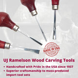 UJ Ramelson Premium Wood Carving Tools Set - Razor Sharp Woodworking Tools That Are Made In the USA - Wood Carving Set Features 4 Essential Components of a Wood Carving Kit for Beginners UJ Ramelson Co