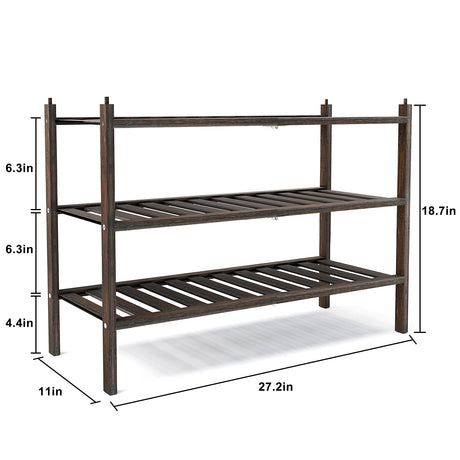 Dranixly Shoe Rack, 3-Tier Bamboo Stackable Shelf Storage Organizer, Stand for Closet, Entryway, Hallway, Bathroom and Living Room（Mocha） Dranixly