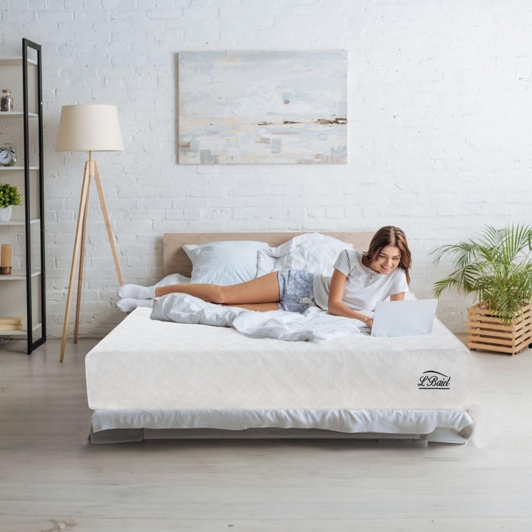 L’Baiet 12” Gel Memory Foam Mattress, Twin Size/Bed in a Box/Medium Firm/Breathable Cooling-Gel Comfort Technology/Pressure Relief/Comfy Support/Soft Fabric Cover/CertiPUR-US Certified L'Baiet