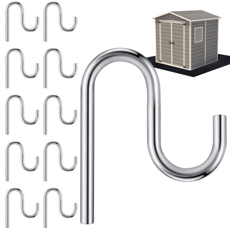 Blulu 10 Pcs 2'' Long Shed Hooks Shed Accessories for Hanging Heavy Duty Individual Utility Hooks Universal Wall Mounted J Utility Hangers for Tools Shovels Rakes Storage (Silver) Blulu
