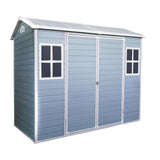 8x4ft Outdoor Storage Shed with Two-Window and Lockable Door, Resin Plastic Shed with Floor for Gargen, Patio, Yard, Lawn, Light Grey Star20XX