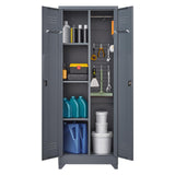 IRONFFICE Storage Cabinet with Lock,Metal Cabinets with Doors and Shelves,Functional Garage Storage Cabinet for Garage Home Office,Gray IRONFFICE
