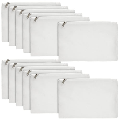 Juvale 12-Pack Bulk Blank Canvas Zipper Pouch Set, 8x6 Canvas Pencil Pouch with Zipper for Cosmetic & DIY Crafts, Pens, Markers, Scissors, Makeup Brushes, Lip Gloss, Hair Clips Juvale