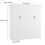 Panana Large Wardrobe Closet with Storage Shelves, 4 Door Armoires Wardrobe with 5 Shelves and 2 Hanging Rails for Bedroom Panana