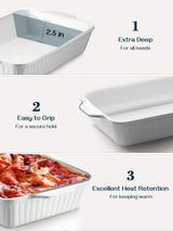 DOWAN Casserole Dish, 9x13 Ceramic Baking Dish, Large Lasagna Pan Deep for Oven, 4.2 Quarts Baking Pan with Handles, Oven Safe and Durable Bakeware for Lasagna, Home Decor, Wedding Gift, White DOWAN