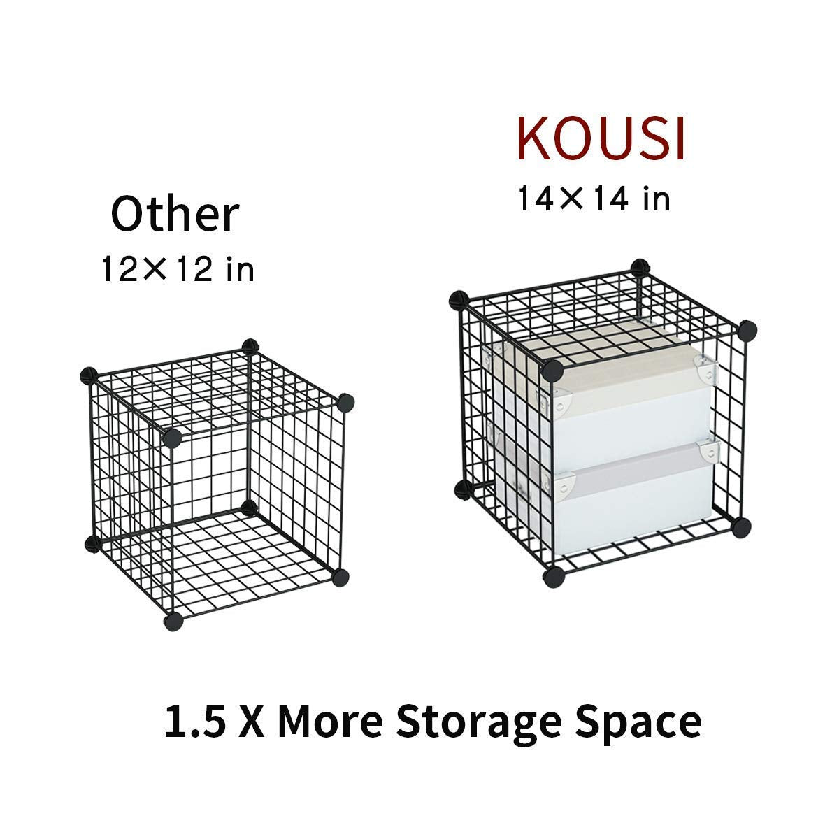 KOUSI 14"x14" Wire Cube Storage, Metal Grid Organizer, 30-Cube Modular Shelving Unit, Stackable Bookcase, Ideal for Living Room, Bedroom, Office, Garage