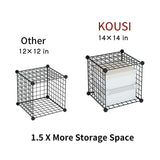 KOUSI 14"x14" Wire Cube Storage, Metal Grid Organizer, 30-Cube Modular Shelving Unit, Stackable Bookcase, Ideal for Living Room, Bedroom, Office, Garage KOUSI
