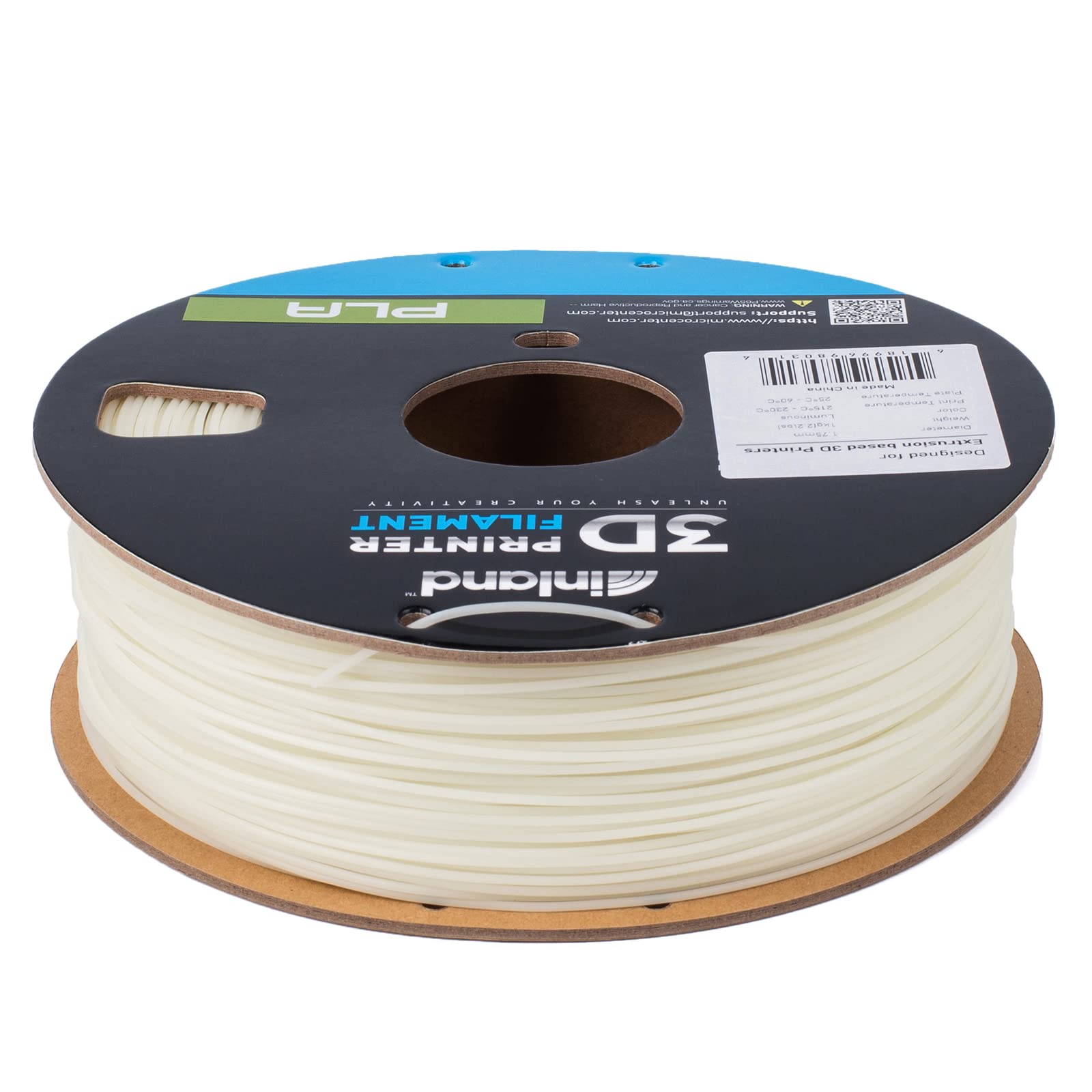 INLAND PLA Filament 1.75mm - Glow in The Dark Light Green PLA 3D Printer Filament, Dimensional Accuracy +/- 0.03mm - 1kg Cardboard Spool (2.2 lbs) – FDM 3D Printing - WoodArtSupply