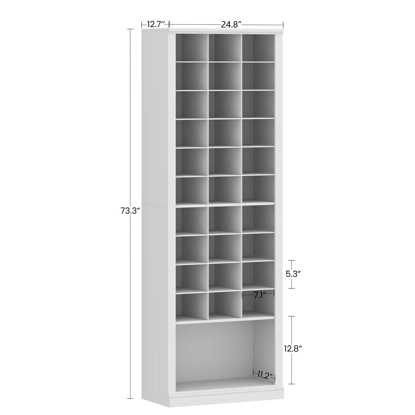 Hzuaneri 11-Tier Shoe Storage Cabinet, Free Standing Closet Organizers and Storage with 31 Open Cubbie, Space Saving Shoe Rack for Entryway, Bedroom, White 02001BSR - WoodArtSupply