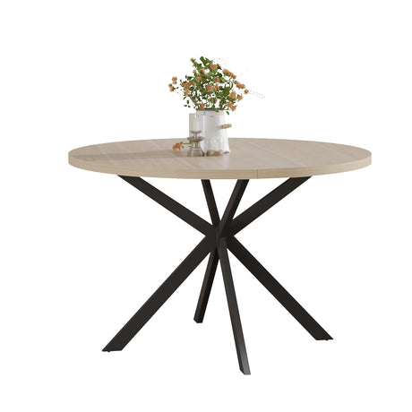 ChooChoo 47.2 Inch Round Dining Table for 4, Farmhouse Wood Kitchen Table, Circle Dinner Table for Kitchen & Dining Room, Natural Oak ChooChoo