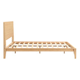 Merax Queen Size Bamboo Platform Bed, Mid-Century Modern Bed Frame with Tall Headboard, Solid Sustainable Bedframe Queen-Size, Wood Slat Support, No Box Spring Needed, Easy Assembly, Natural Merax