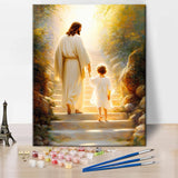 Adults' Paint-by-Number Kits DIY Jesus Paint by Numbers for Adults Christianity Adult Paint by Numbers Oil Painting Art Crafts for Wall Decoration Flameless Oil Painting Kits 16x20 Inch Rebotipy