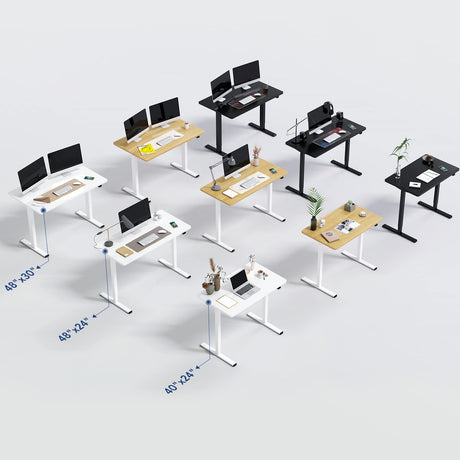 SANODESK Electric Standing Desk 40 x 24 Inches Whole-Piece Desktop Height Adjustable Stand Up Desk w/6-Button Controller Ergonomic Computer Desk for Home Office, Black Frame + Black Tabletop SANODESK