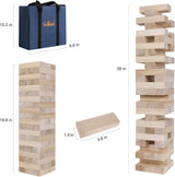 GOTHINK Giant Tumble Tower Game, Large Tumbling Tower Stack to Over 3.2 FT 60pcs Wooden Jumbo Blocks for Outside Yard Games with Carry Case Timber Stacking Game Night Toy Gift for Kids Adults Family GOTHINK