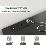 Gyfimoie 6 Drawers Dresser with Power Outlet, Black Chests of Drawers with LED Light, Modern Storage Dresser for Bedroom, Living Room Gyfimoie