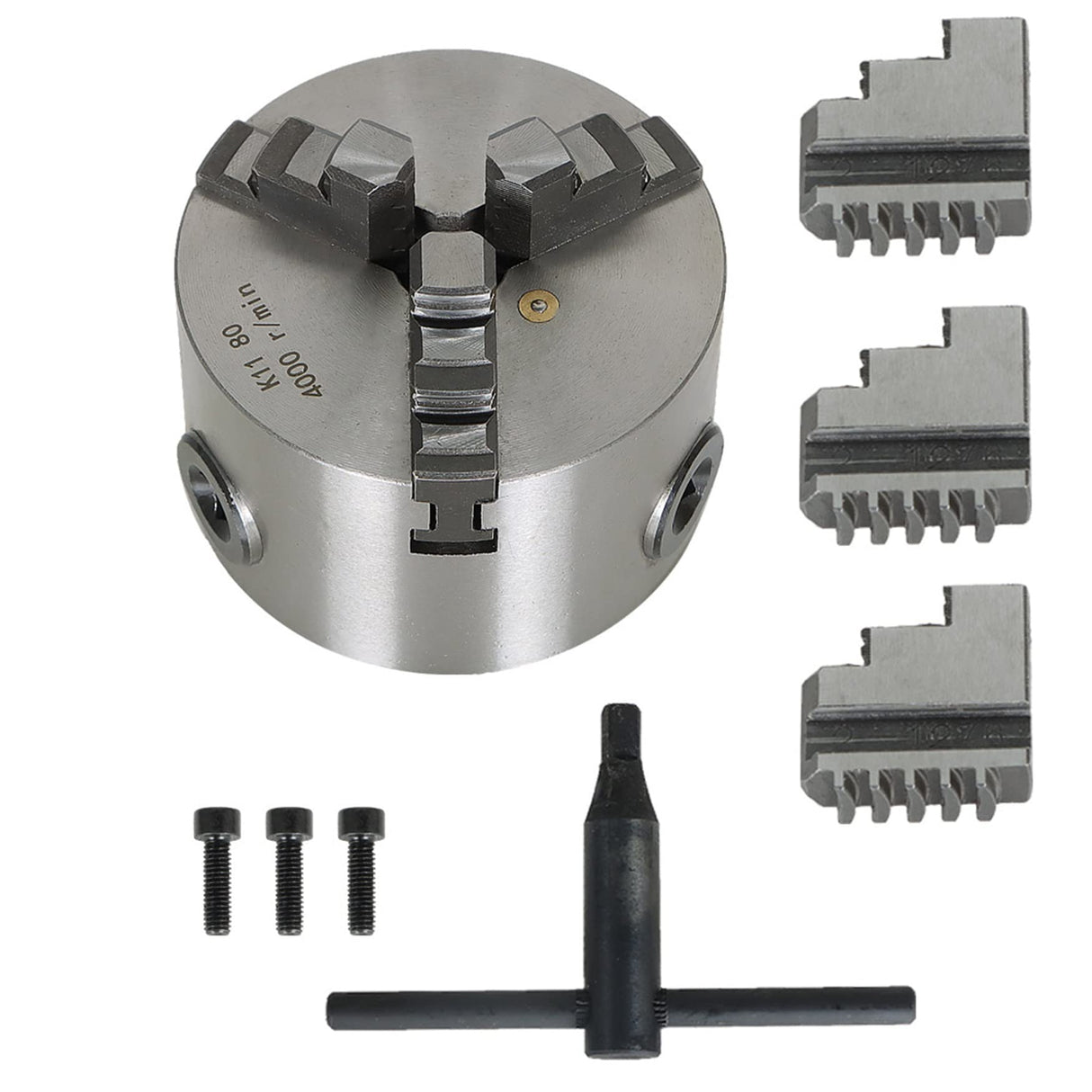 WFLNHB K11-80 3 Inch 3 Jaw Self Centering Lathe Chuck 3" for CNC Drilling Milling Machine Total 2 Set of Jaws WFLNHB