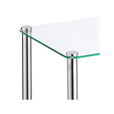 mDesign Metal/Glass 3-Tier Storage Tower, Narrow Shelving Display Unit, Open Glass Shelves; Multi-Use Stand for Living Room, Bathroom, Home Office, Hallway, Bedroom Organization - Chrome/Clear mDesign