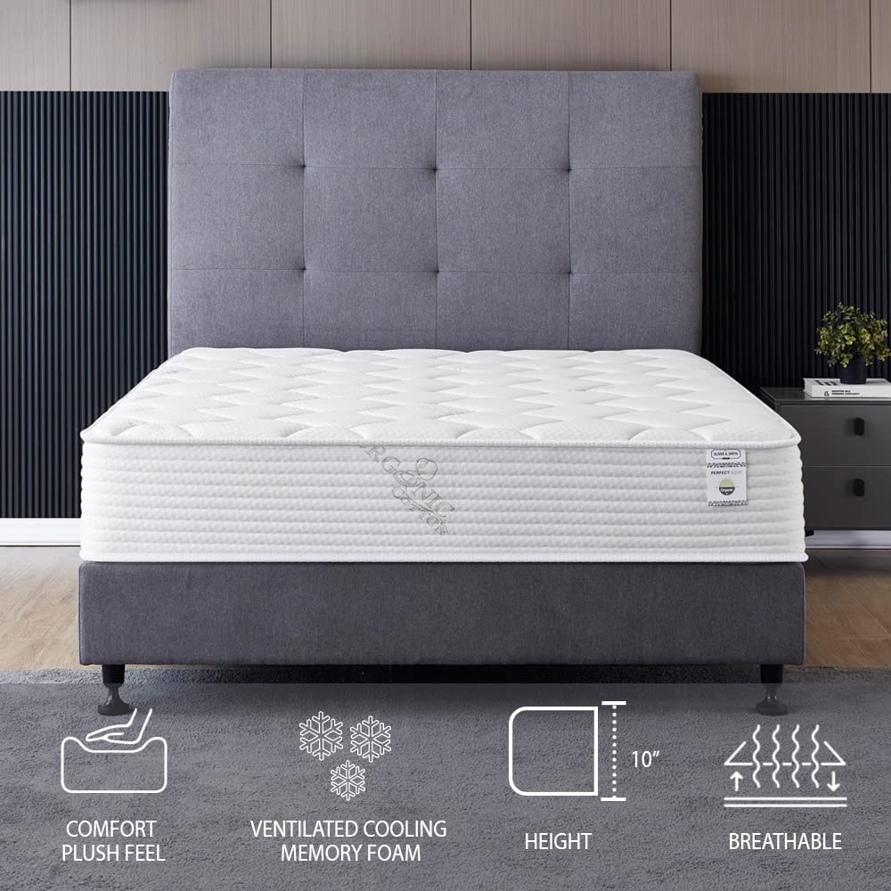 Oliver & Smith California King Mattress - 10 Inch Hybrid Cal King Mattress - Pocketed Coil Springs & High Density Premium Cold Foam with Breathable Polyester Cover - Comfort Tight Top- Medium Firm OLIVER & SMITH SINCE 1921