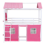 Harper & Bright Designs Full Over Full Bunk Beds for Kids,Wood Sweet Heart Novelty Bunk Bed with Elegant Windows, Sills and Tent,House Bunk Beds for Girls,Boys,Pink+White Harper & Bright Designs