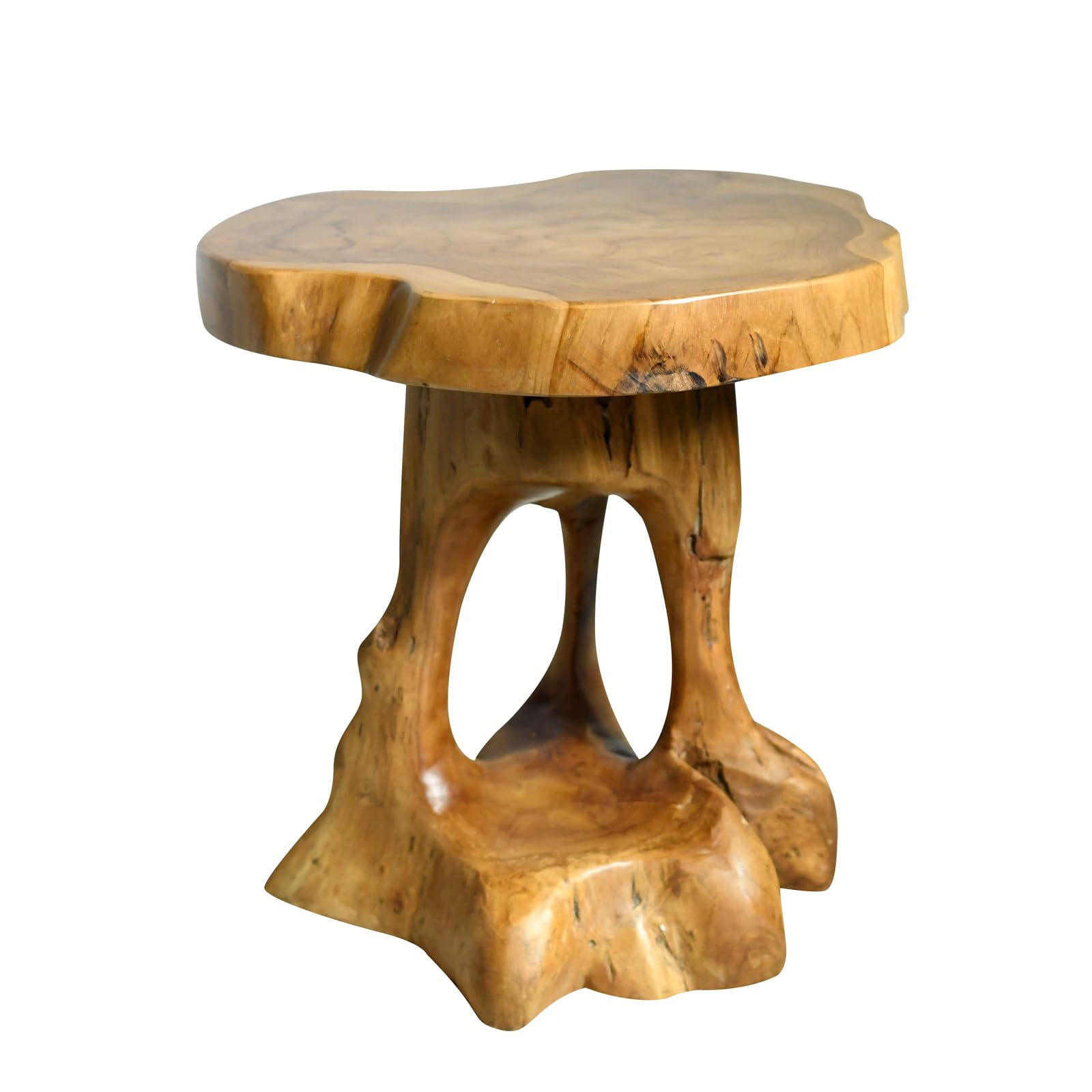 WELLAND Live Edge Natural Teak Side Table - WoodArtSupply