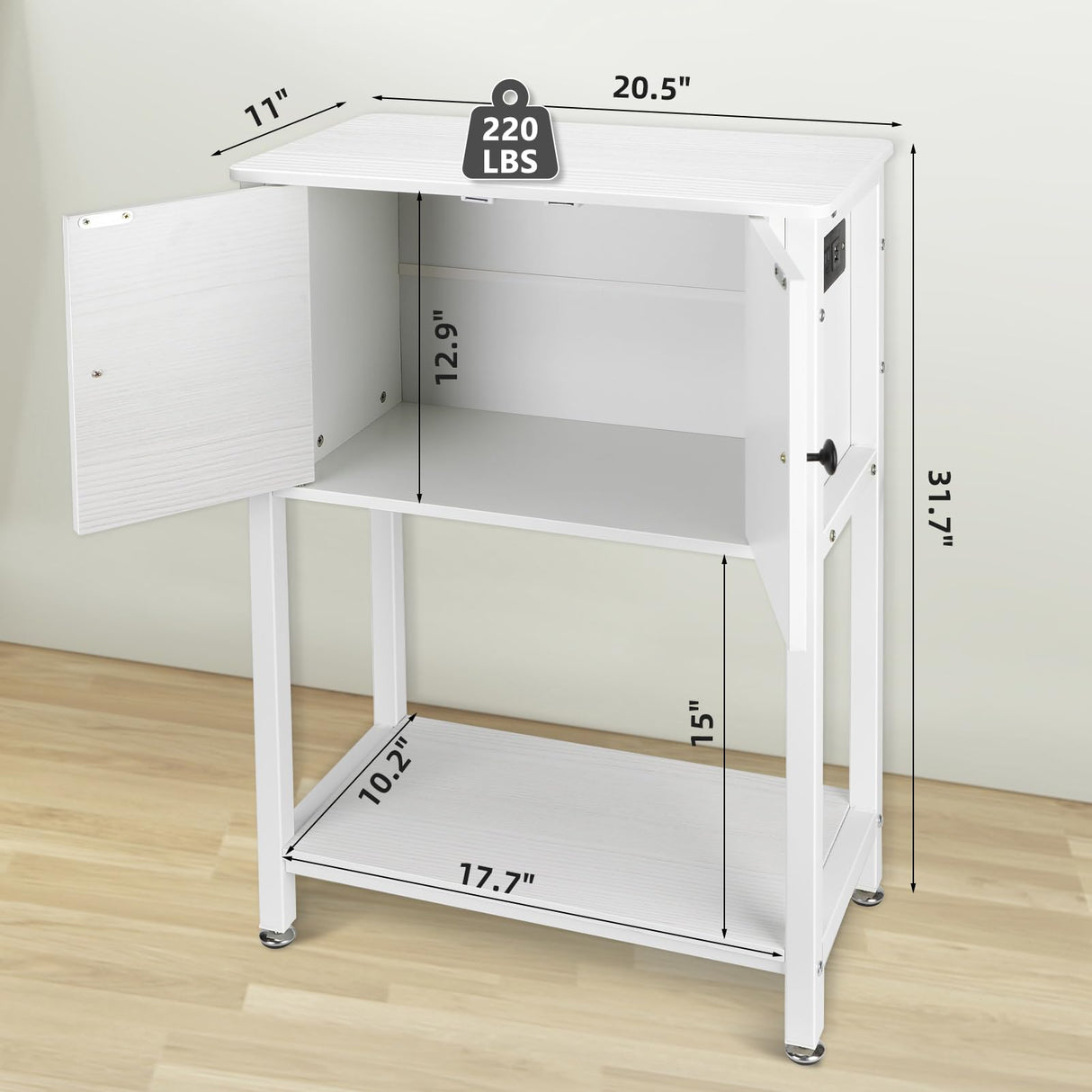 BEURUKU 5-10 Gallon Fish Tank Stand, Heavy Duty Aquarium Stand with Cabinet & Power Outlets for Fish Tank Accessories Storage, Double Reptile Terrarium Stand 20.5" L* 11" W Tabletop, White BEURUKU
