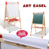 Skyelta Art Easel for Kids Ages 2-4 4-8 9-12,Double Sided Wooden Kids Easel Drawing Board with Magnetic Chalkboard,3-Level Height Adjustable,100+ Accessories,Gift & Art Supplies for Kids Skyelta