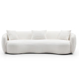 mr.waiba 94” Modern Elegant Curved Sofa Mid-Century Luxury Style Curved Back Comfortable Boucle Curved Sofa for Bedroom, Office, Apartment 4 Seater Fabric Sofa (Beige White) mr.waiba