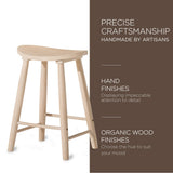 Maven Lane Luna 26 Inch Tall Counter Height Backless Modern Dining Barstool in Rustic Light Oak Wood Finish with Narrow Saddle Seat, Set of 2 Maven Lane