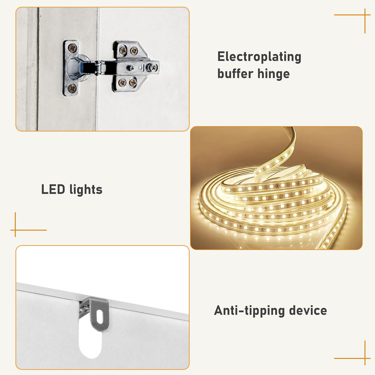 3 Doors Armoire Wardrobe Closet with Mirror, LED Armoire with Doors and Drawers, Wooden Armoire Storage Cabinet with Hanging Rod, Adjustable Shelves, White chartustriable