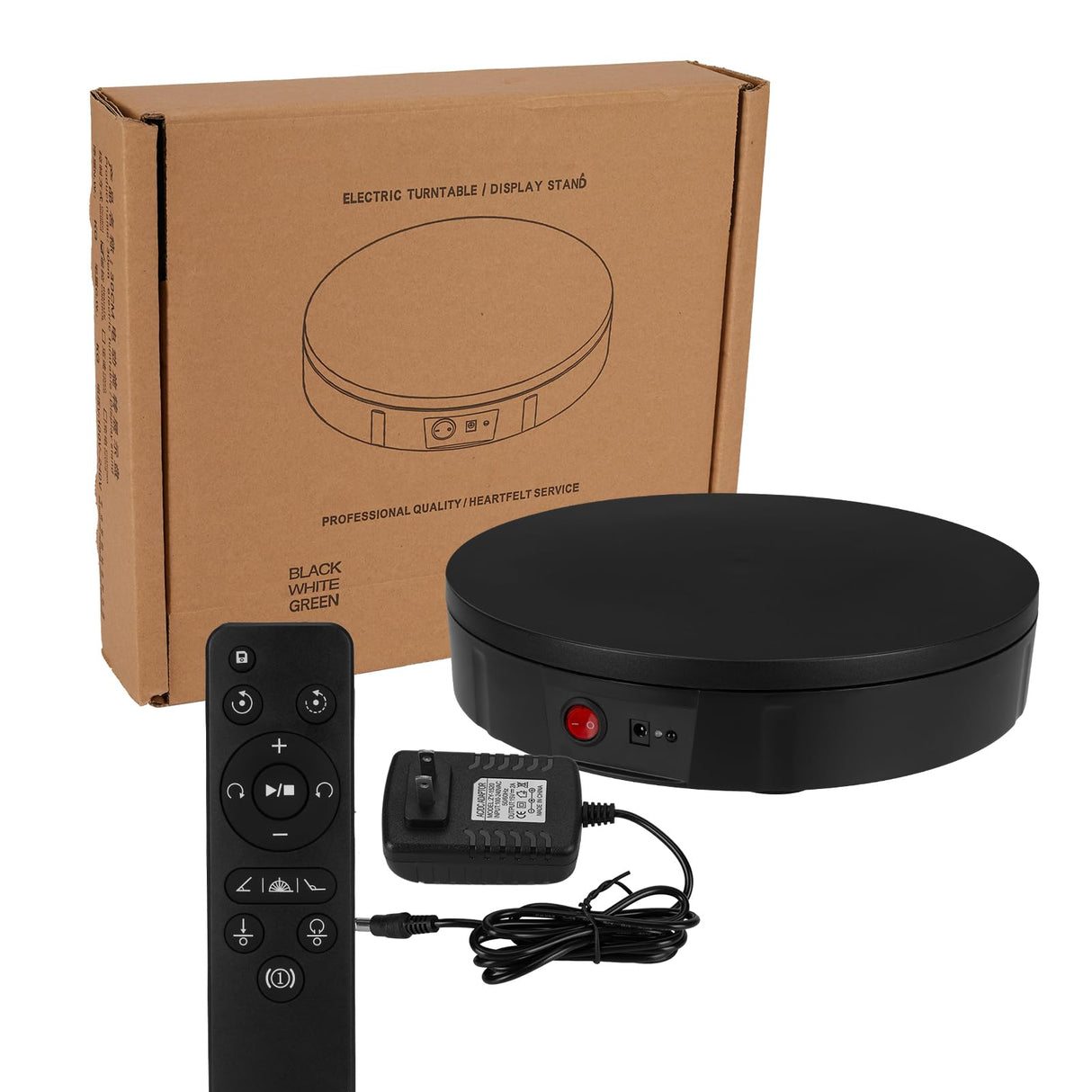 Remote Control Motorized Rotating Display Stand, 300 Lbs Load, 360 Degree, Mute Automatic Rotating Platform for Photography Products, Live Video Show, Angle Speed, Wired, Rotating Stand for Display Bosgladek