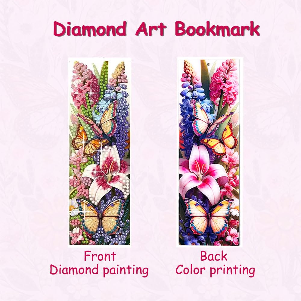 3Pcs 5D Diamond Art Bookmarks for Book Lovers, Handmade DIY Diamond Painting Bookmarks with Tassels for Graduation Birthday JBTM24