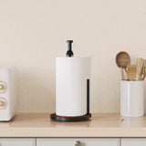 VEHHE Paper Towel Holder Countertop, One-Handed Tearing Wood Paper Towel Holder Farmhouse with Ratchet System and Suction Cups, Stainless Steel Paper Towel Holders for Bathroom and Kitchen VEHHE