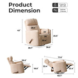 Oversized Swivel Rocker Recliner with Massage and Heat, 26" Swivel Nursery Recliner With Adjustable Headrest, Manual Rocker Recliner Chair with Two Removable Pillows, High Back Barrel Armchair, Beige Rhevoy