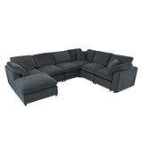 129" Oversized Modular Sectional Sofa L Shaped Modern Couch with Ottoman, Deep Seat and Wide Chaise for Living Room Merax
