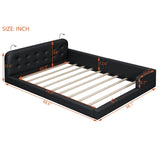 Merax Modern Tufted Plattform Bed with Headboard, Queen PU Leather Floor Day Bed Frame, No Box Spring Needed Black Merax