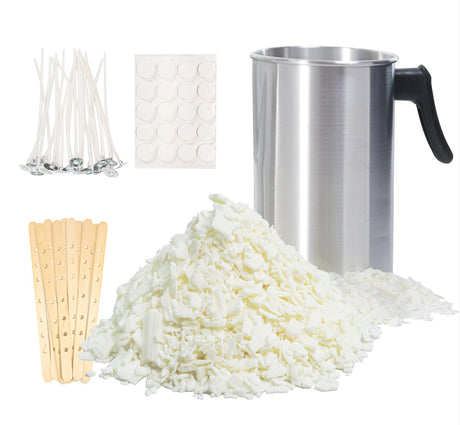 Candle Making Kit with Soy Wax Flakes, 2.5lb Candle Wax, 101oz Pouring Pitcher, Candle Wicks, Stickers, Centering Devices, Vegan Cruelty Free Aroparc